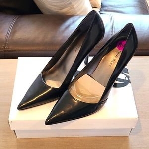 Nine west black leather heels shoes pumps size 8.5